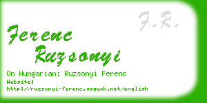 ferenc ruzsonyi business card